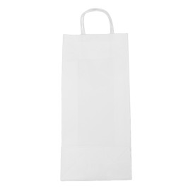 Papírové Tašky Bílá na Lahve s Plochým 18+8x39cm (50 Ks)