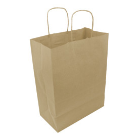 Papírové Tašky Kraft Hnědý s Ouškems 100g/m² 25+13x33cm (200 Ks)