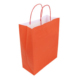 Papírové Tašky Kraft Červená s Ouškems 100g/m² 25+11x31cm (250 Ks)