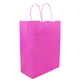 Papírové Tašky Fuchsie s Ouškems 100g/m² 25+11x31cm (25 Ks)