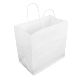 Papírové Tašky Kraft Bílá s Ouškems 100g/m² 30+18x29cm (25 Ks)