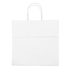 Papírové Tašky Kraft Bílá s Ouškems 100g/m² 30+18x29cm (25 Ks)