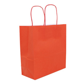 Papírové Tašky Kraft Červená s Ouškems 100g/m² 22+9x23cm (250 Ks)