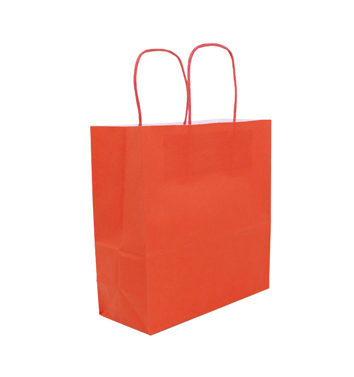 Papírové Tašky Kraft Červená s Ouškems 100g/m² 22+9x23cm (250 Ks) Papírové Tašky Kraft Červená s Ouškems 100g/m² 22+9x23cm (250 Ks)