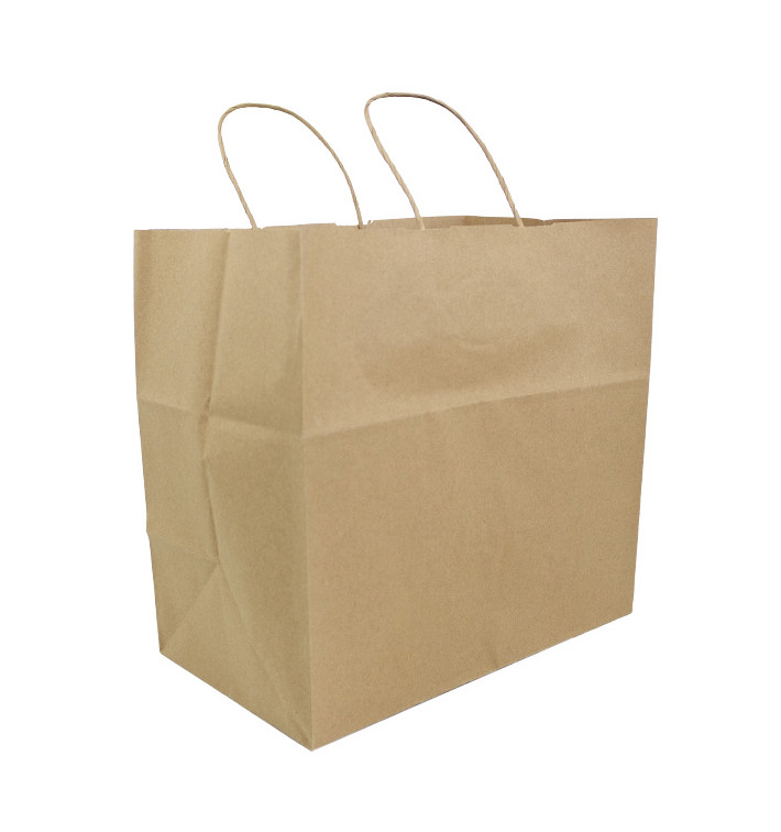 Papírové Tašky Kraft Hnědý s Ouškems 100g/m² 30+18x29cm (200 Ks) Papírové Tašky Kraft Hnědý s Ouškems 100g/m² 30+18x29cm (200 Ks)
