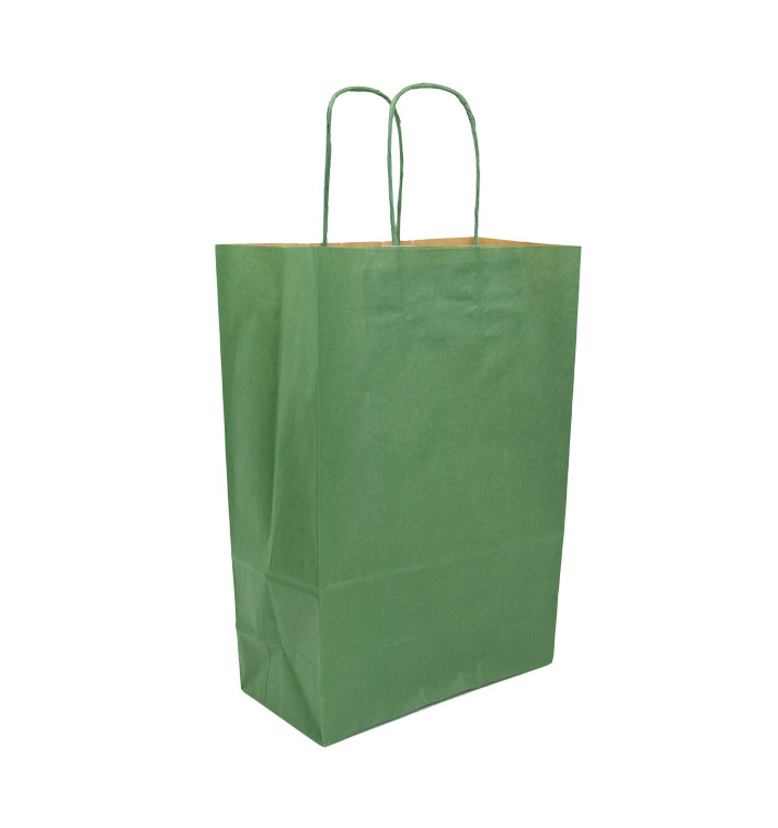 Papírové Tašky Kraft Zelený s Ouškems 80g/m² 20+10x29cm (50 Ks) Papírové Tašky Kraft Zelený s Ouškems 80g/m² 20+10x29cm (50 Ks)