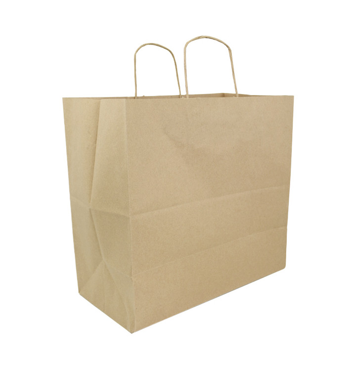 Papírové Tašky Kraft Hnědý s Ouškems 100g/m² 35+18x34cm (250 Ks) Papírové Tašky Kraft Hnědý s Ouškems 100g/m² 35+18x34cm (250 Ks)