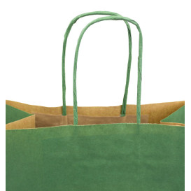 Papírové Tašky Kraft Zelený s Ouškems 80g/m² 20+10x29cm (50 Ks)