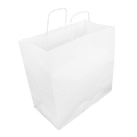 Papírové Tašky Kraft Bílá s Ouškems 100g/m² 35+18x34cm (250 Ks)