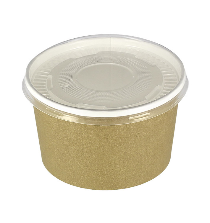 Kartonová Miska Kraft s Víčko PP 16 Oz/473 ml (500 Ks) Kartonová Miska Kraft s Víčko PP 16 Oz/473 ml (500 Ks)