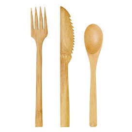 Sada Příborů Bambu Vidlička, Nůž a lžíce (50 Ks)