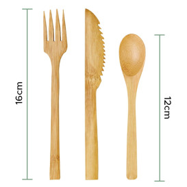 Sada Příborů Bambu Vidlička, Nůž a lžíce (250 Ks)