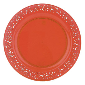 Plastové Talíř Kulatý " Lace " Oranžový 23cm (4 Ks)