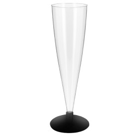 Plastové Sklenice na Cava s Černou Nožkou 150ml 2P (432 Ks)