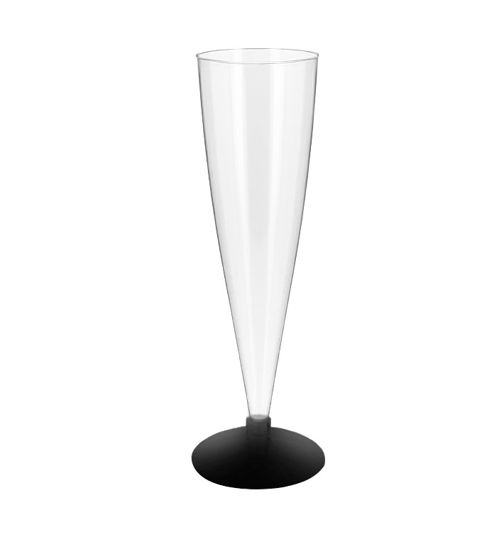 Plastové Sklenice na Cava s Černou Nožkou 150ml 2P (432 Ks) Plastové Sklenice na Cava s Černou Nožkou 150ml 2P (432 Ks)