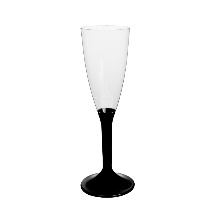 Plastové Sklenice Cava s Černou Nožkou 120ml 2P (20 Ks) Plastové Sklenice Cava s Černou Nožkou 120ml 2P (20 Ks)