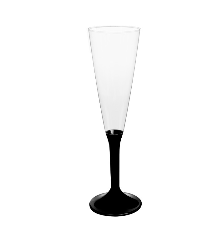 Plastové Sklenice Cava s Černou Nožkou 160ml 2P (200 Ks) Plastové Sklenice Cava s Černou Nožkou 160ml 2P (200 Ks)
