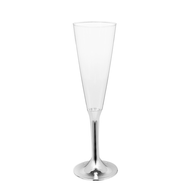 Plastové Sklenice Cava s Černou Stříbrný Pochromovaný 160ml 2P (200 Ks) Plastové Sklenice Cava s Černou Stříbrný Pochromovaný 160ml 2P (200 Ks)