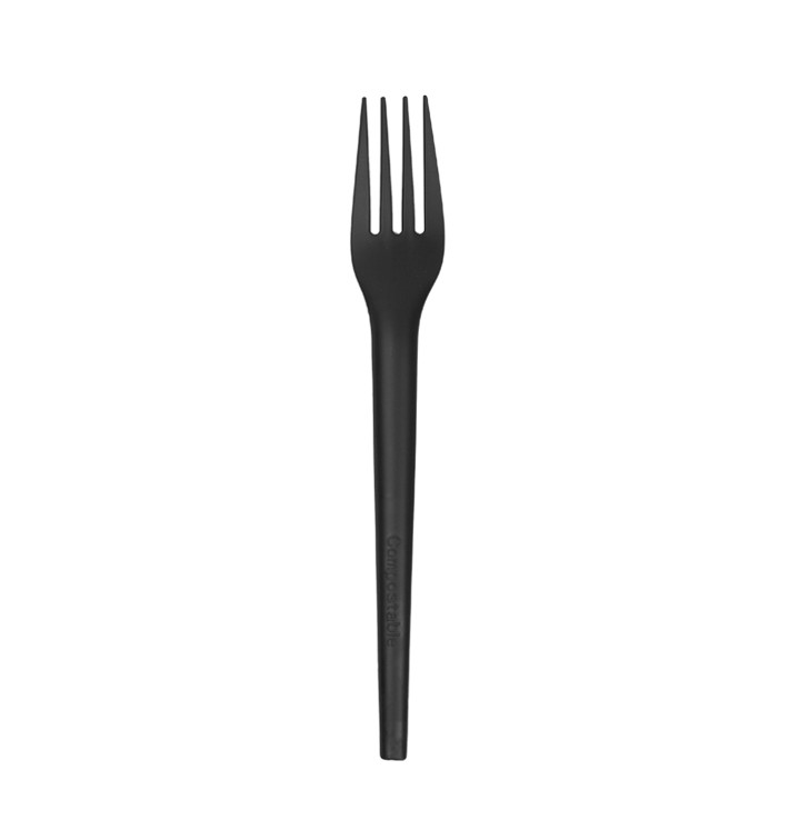 Biologicky rozložitelná vidlička CPLA Černá 17cm (25 Ks) Biologicky rozložitelná vidlička CPLA Černá 17cm (25 Ks)