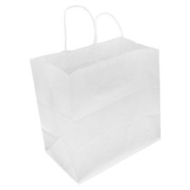 Papírové Tašky Kraft Bílá s Ouškems 80g/m² 30+18x29cm (25 Ks)