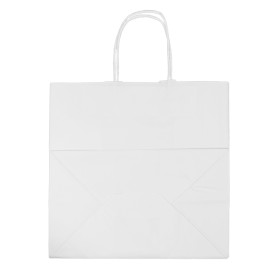 Papírové Tašky Kraft Bílá s Ouškems 80g/m² 30+18x29cm (25 Ks)
