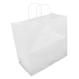 Papírové Tašky Kraft Bílá s Ouškems 90g/m² 32+16x31cm (250 Ks)