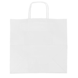 Papírové Tašky Kraft Bílá s Ouškems 90g/m² 32+16x31cm (250 Ks)