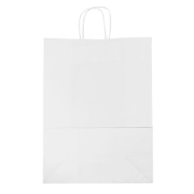 Papírové Tašky Kraft Bílá s Ouškems 90g/m² 32+16x43cm (50 Ks)