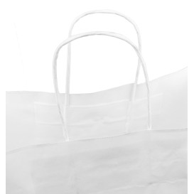 Papírové Tašky Kraft Bílá s Ouškems 90g/m² 32+16x43cm (250 Ks)