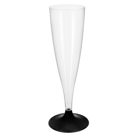 Plastové Sklenice Cava s Černou Nožkou 140ml 2P (20 Ks)