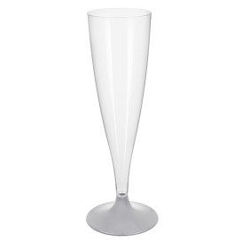 Plastové Sklenice Cava s Černou Šedá 140ml 2P (20 Ks)