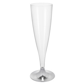 Plastové Sklenice Cava s Černou Stříbrný Pochromovaný 140ml 2P (20 Ks)