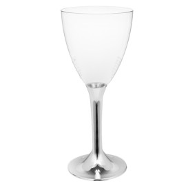 Plastové Sklenice na Víno s Černou Stříbrný Pochromovaný 180ml 2P (200 Ks)