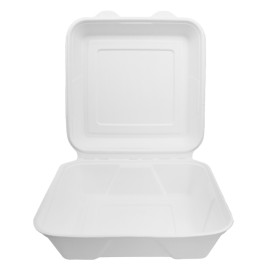 Menu Box z Cukrové Třtiny Bílý 225x225x75mm (50 Ks)