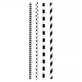 Papírová Rovná Brčka Černá Ø6mm 20cm (3.000 Ks)