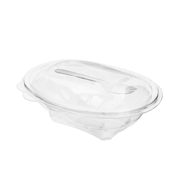 Misky s Víčkem APET s Vidlička 500ml 190x140x76mm (100 Ks) Misky s Víčkem APET s Vidlička 500ml 190x140x76mm (100 Ks)