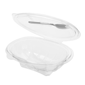 Misky s Víčkem APET s Vidlička 500ml 190x140x76mm (100 Ks)