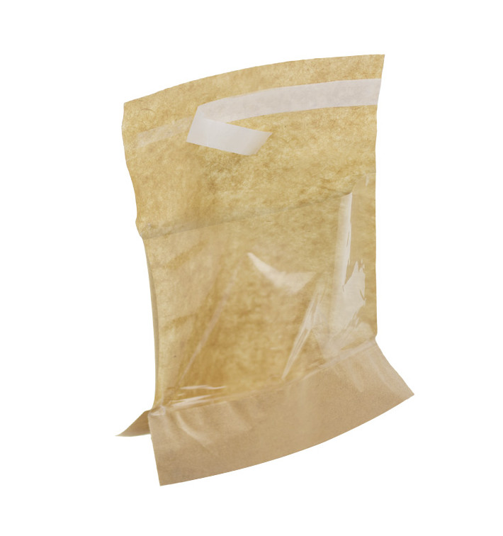 Tašky s Desky s Zip a Okénkem Automatické Zavírání Kraft 14x16 cm (4000 Ks) Tašky s Desky s Zip a Okénkem Automatické Zavírání Kraft 14x16 cm (4000 Ks)