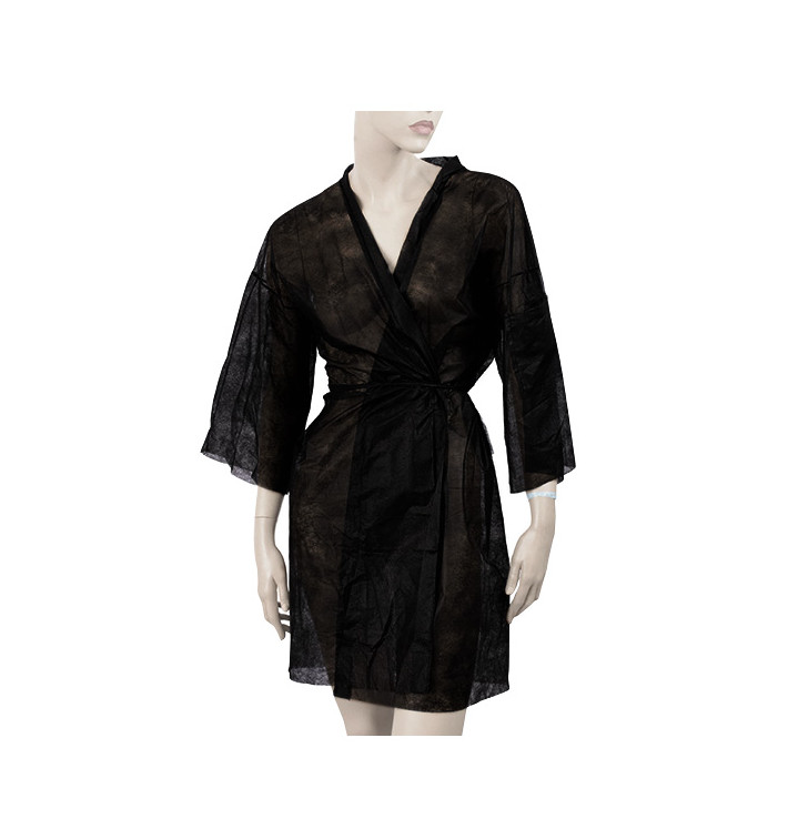 Šaty Kimono z Netkané Textilie PP s Opaskem a Kapsy Černá XL (1 Ks) Šaty Kimono z Netkané Textilie PP s Opaskem a Kapsy Černá XL (1 Ks)