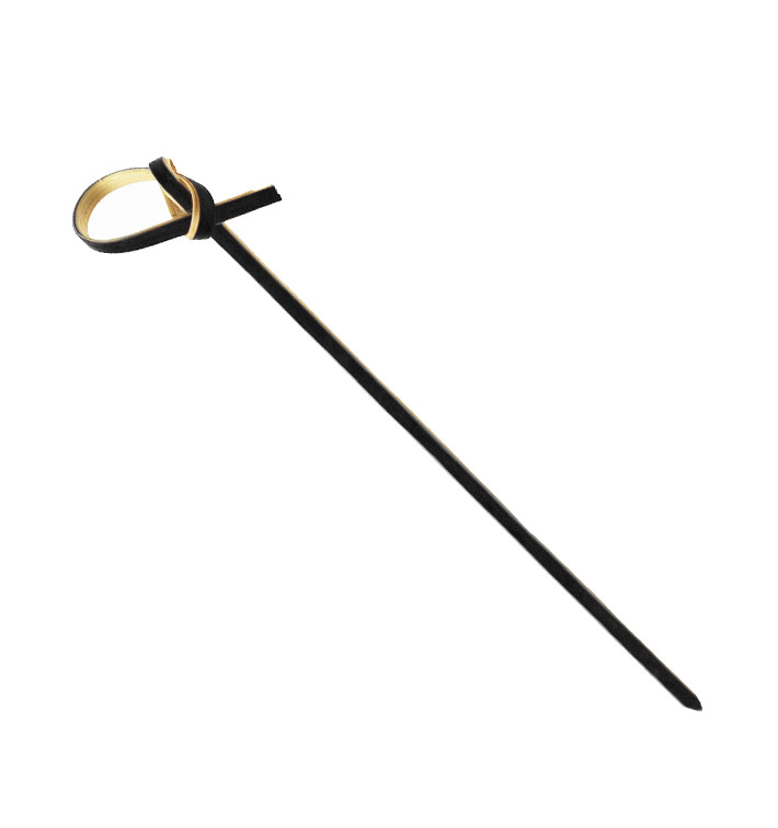 Bambúsové Špejle Zdobené s Mašlí Černá 10cm (250 Ks) Bambúsové Špejle Zdobené s Mašlí Černá 10cm (250 Ks)