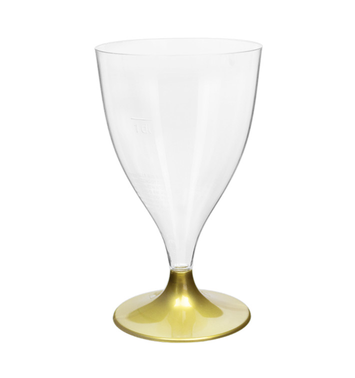 Plastové Sklenice na Víno s Černou Zlato 200ml 2P (20 Ks) Plastové Sklenice na Víno s Černou Zlato 200ml 2P (20 Ks)
