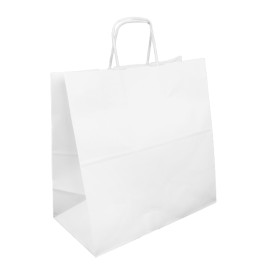 Papírové Sáčky s Plochým Bílý 35+15x30cm (250 Ks)