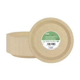 Kartonové Talíře Kulatý Proti Tukům Kraft Ø22cm 195g/m² (50 Ks)