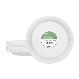 Papírové Talíře Kulaté “Radial” Bílé Ø23cm 200gr/m² (50 Ks)