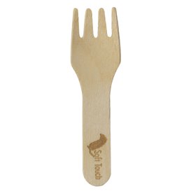 Mini Vidlička Dřevěný Přírodní “Soft” 7,5cm (100 Ks)