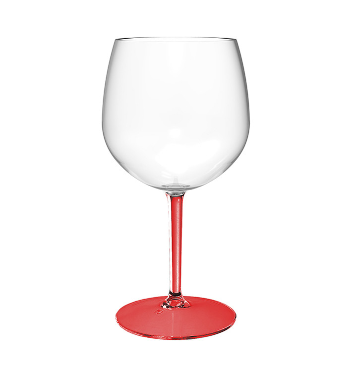 Pohárek Opakovaně Použitelné Durable na Gin Tonic Tritan Červenou Nožkou 580ml (1 Ks) Pohárek Opakovaně Použitelné Durable na Gin Tonic Tritan Červenou Nožkou 580ml (1 Ks)