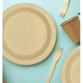 Kartonové Talíře Kulatý Proti Tukům Kraft Ø18cm 245g/m² (350 Ks)