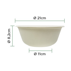 Misky z Cukrové Třtiny 1400ml Ø21x8cm (75 Ks)