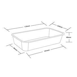 Plastová Miska Obdélníková PP Černá s Vikem 500ml 17,3x11,9cm (500 Ks)