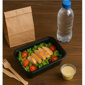 Plastová Miska Obdélníková PP Černá s Vikem 500ml 17,3x11,9cm (50 Ks)